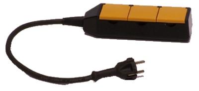 Grenuttag MJ tre uttag med sladd 0,5 m 220 volt