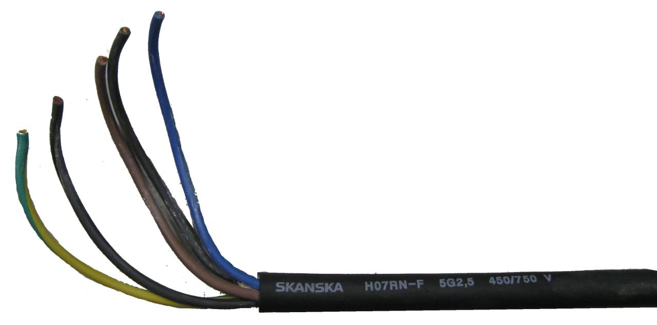 Kabel löpmeter 5G2,5, 16 Amp