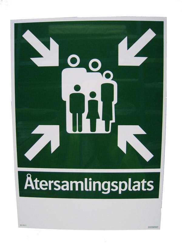 Skylt '' Återsamlingsplats '' 380x380 utan reflex