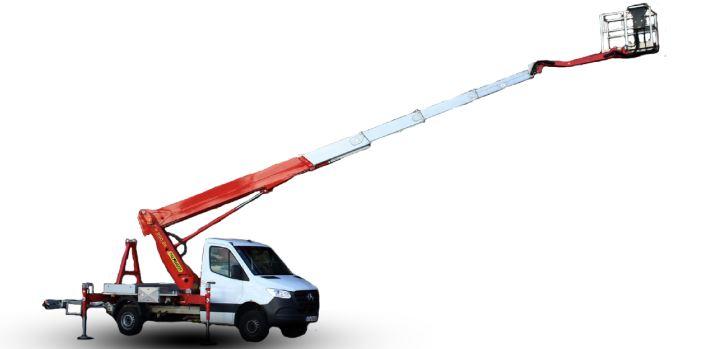 Bilmonterad lift med stödben, plattformshöjd < 25m