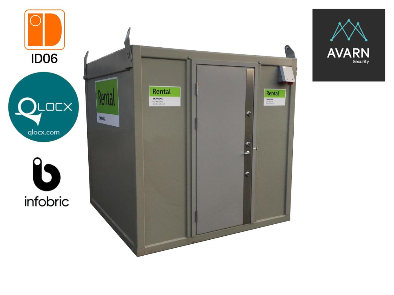 10' stöldskyddcontainer, passersystem, larm