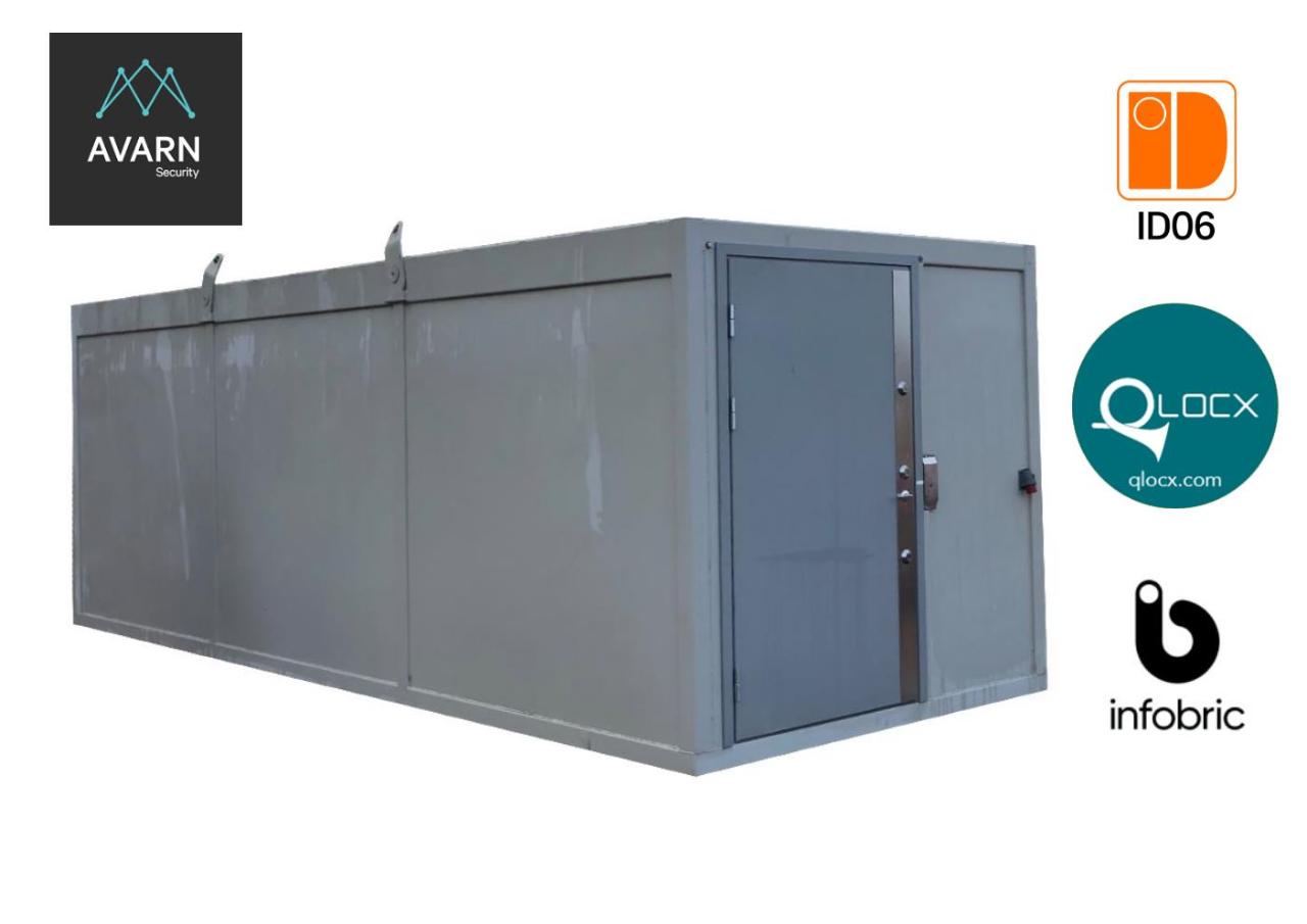 20' stöldskyddcontainer, passersystem, larm